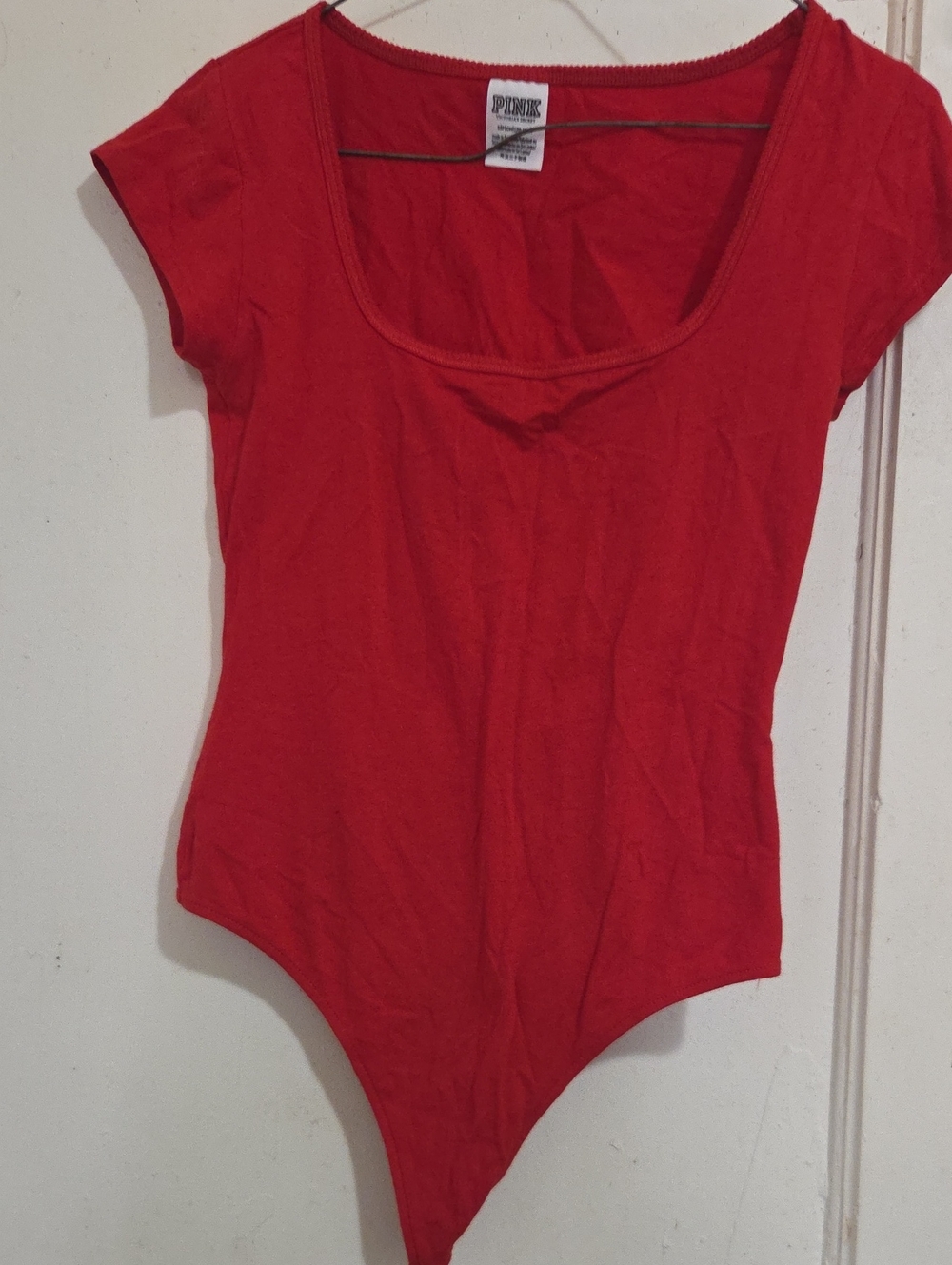PINK Victoria's Secret Red Scoop Neck Bodysuit